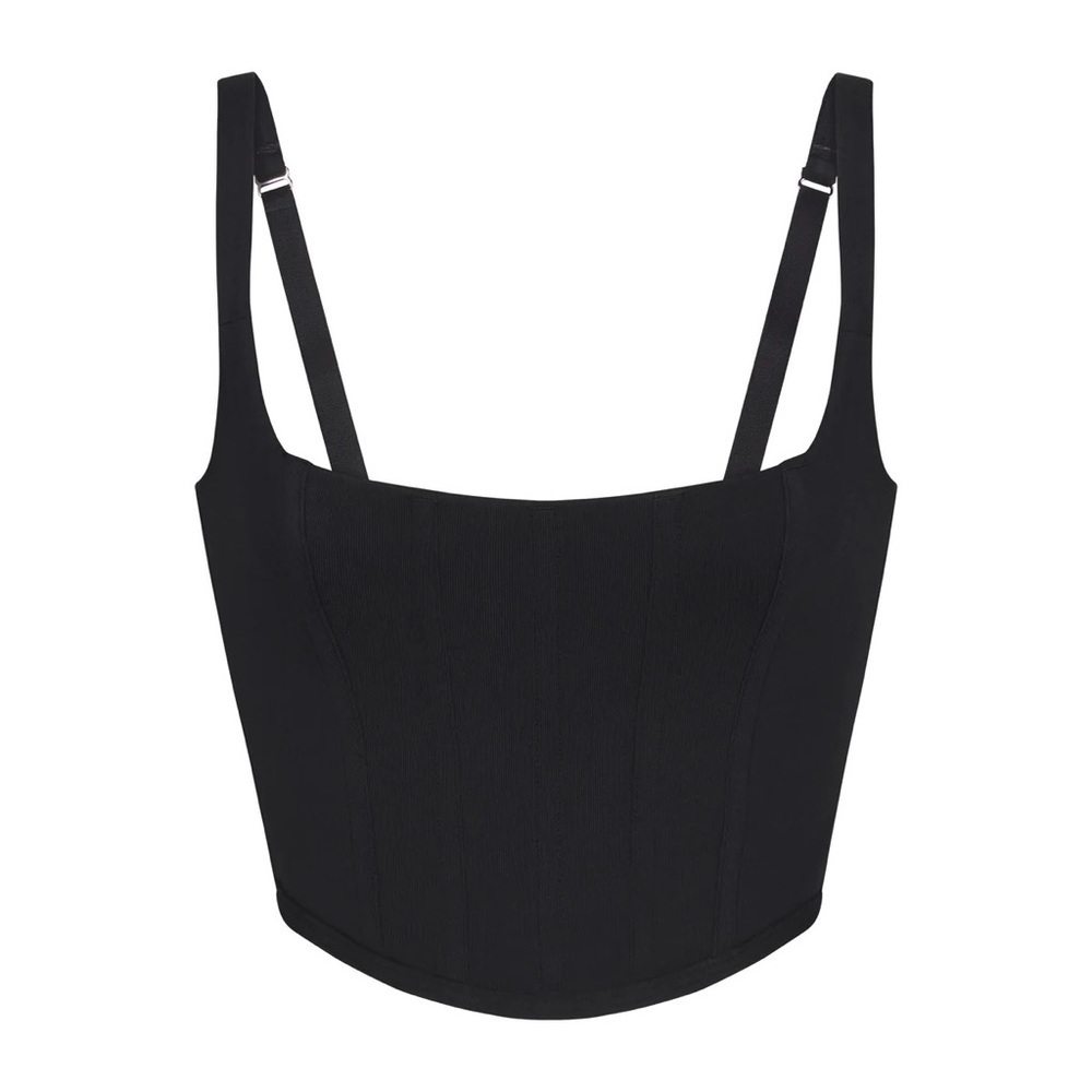 SKIMS | Cotton Corset Bustier Top In Soot NEW Size S - Picture 9 of 11